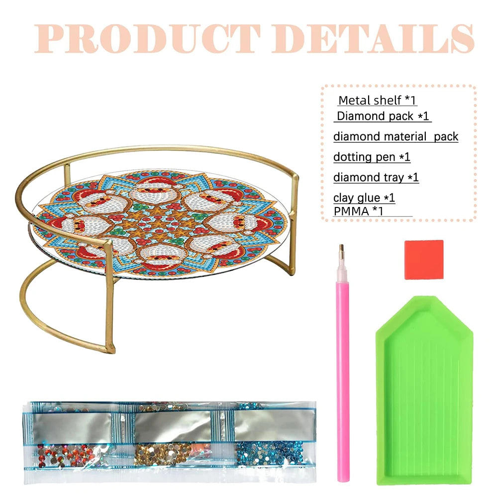 Diamond Painting Dienblad Acryl Kleurrijk Patroon – Fruit en Snoep Houder voor Tafel- en Countertop Decoratie