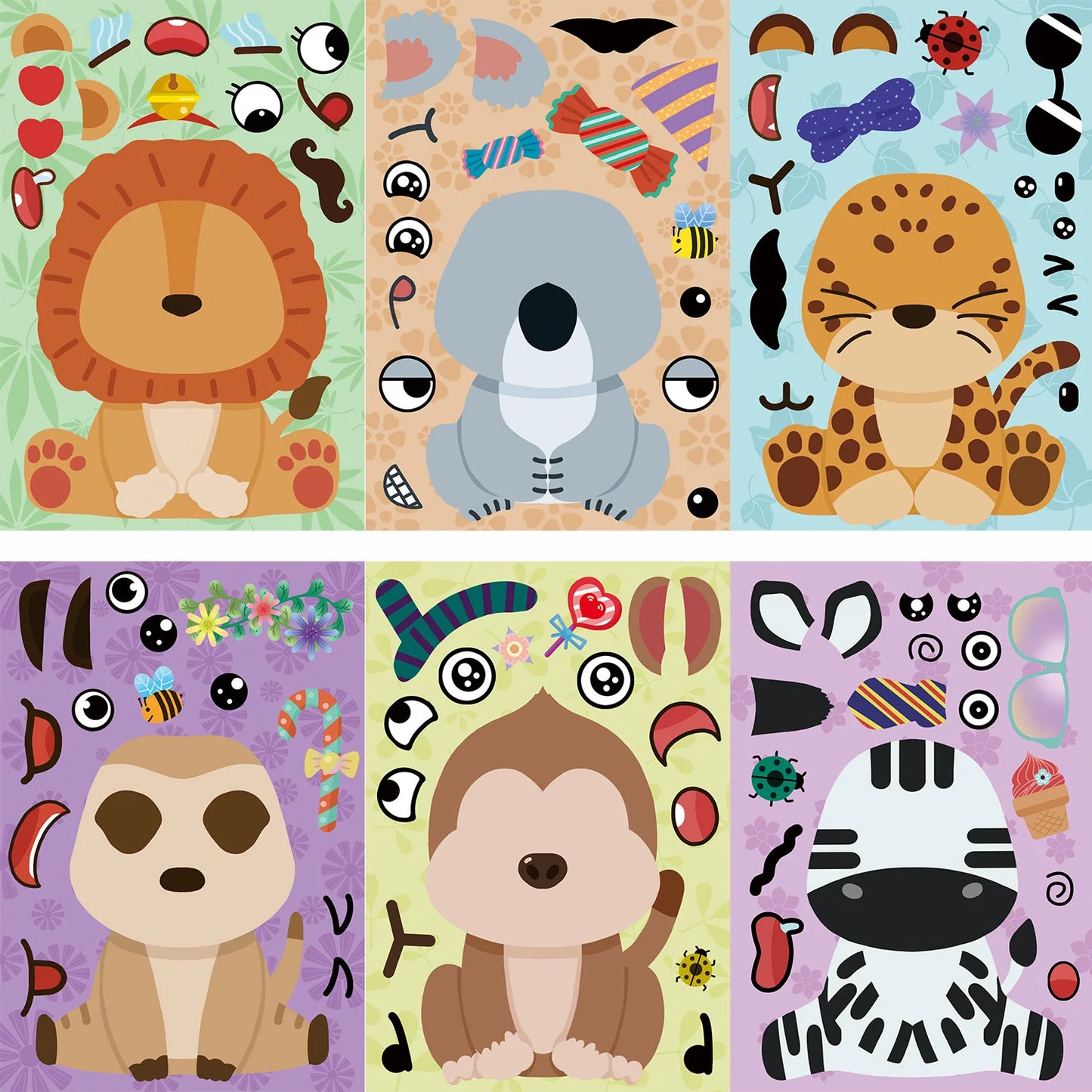 Sticker pret – Dierengezichtjes Plakken en Puzzelen voor Kinderen