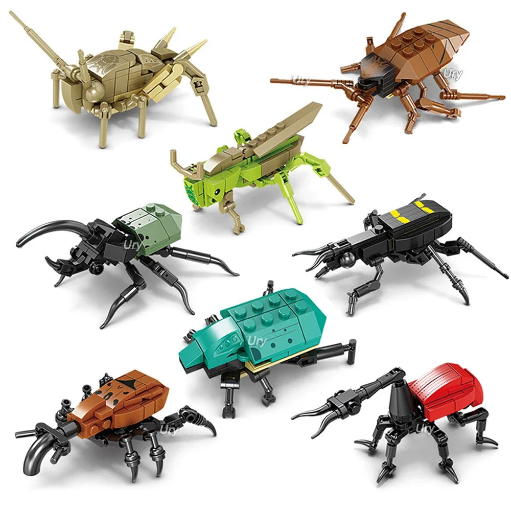 Bouwpakket Insectenmodel Bij, Vlinder, Krekel & Sprinkhaan – Creatief Blokkenplezier