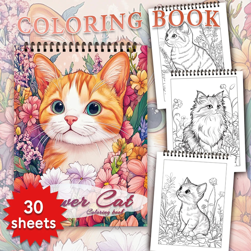 Kleurboek voor volwassenen met 30 pagina's – Honden, Katten of Vogels