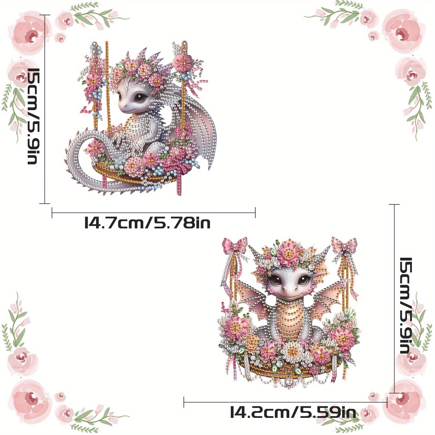 Diamond Painting Hangend Ornament - Schattige Draken (2 stuks)
