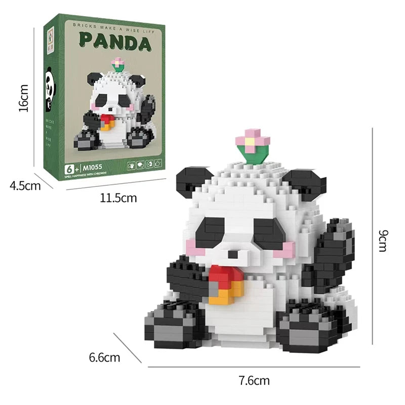 Bouwpakket Panda met Bloemen – Schattige Mini Blokken voor Jong & Oud