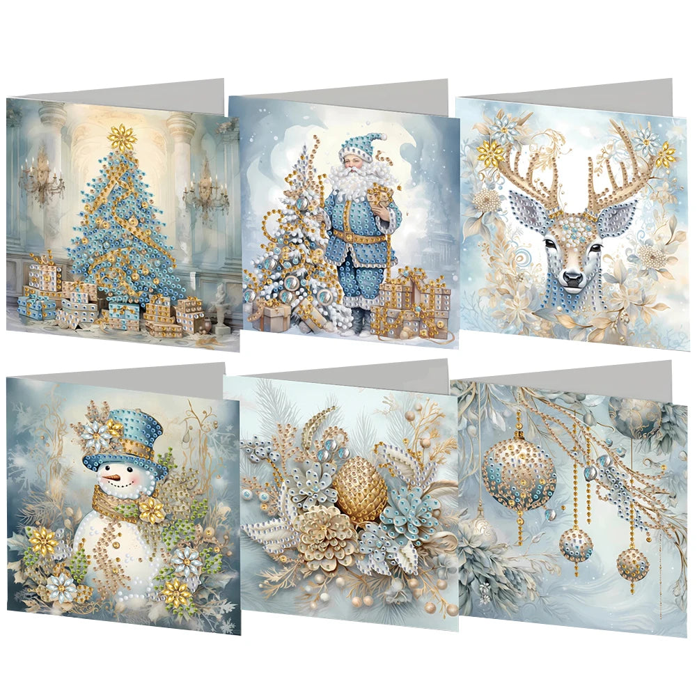 Diamond Painting Kerstkaarten set – 6 stuks creatieve kerstkaarten maken - HK028