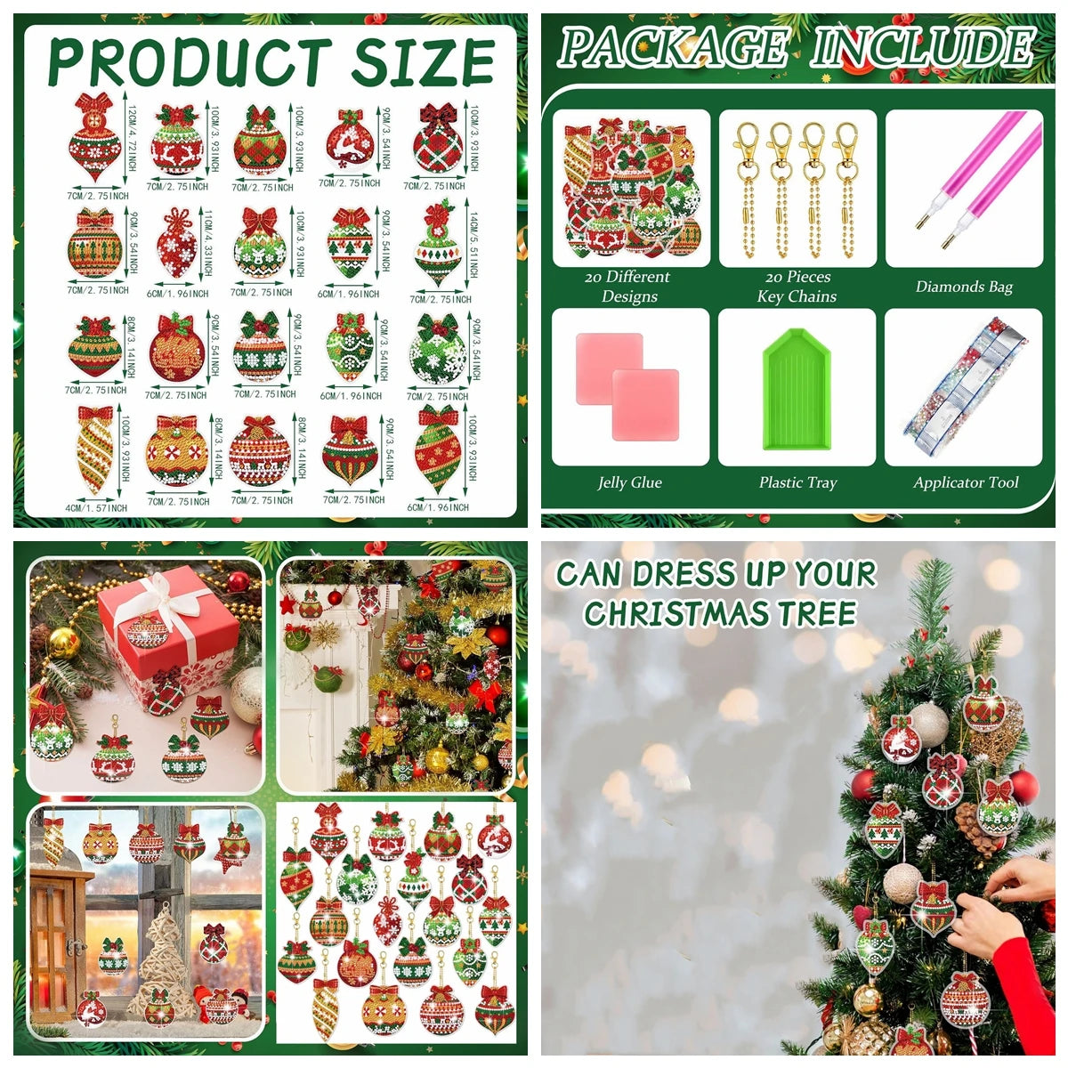 Diamond Painting Sleutelhanger set Kerst – Dubbelzijdige Kerstdecoratie - YSK210-20 stuks