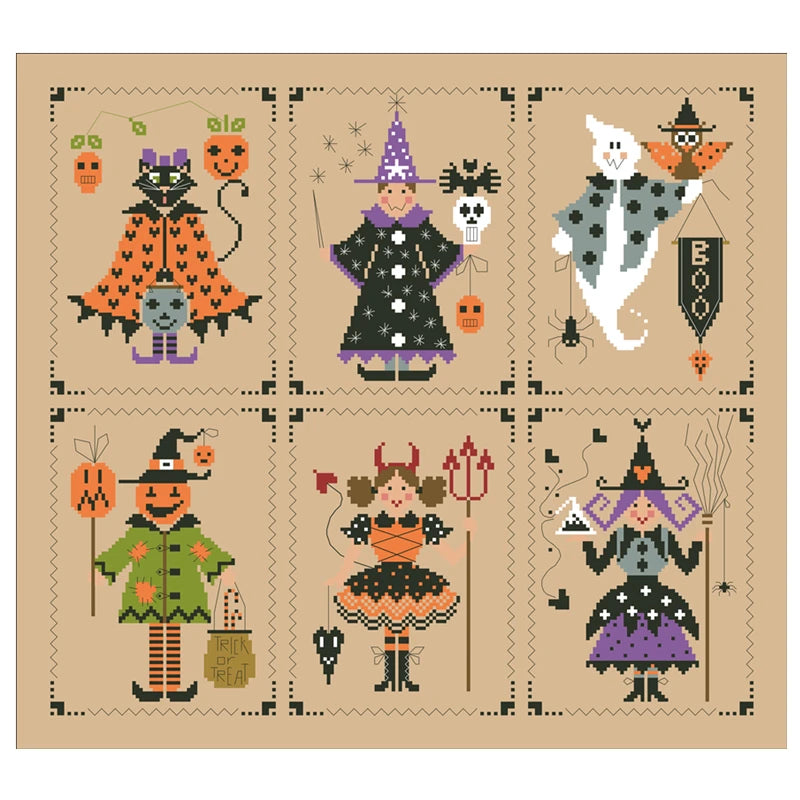 Borduurpakket Halloween Heks – Cartoon Ontwerp op 11/14/18ct