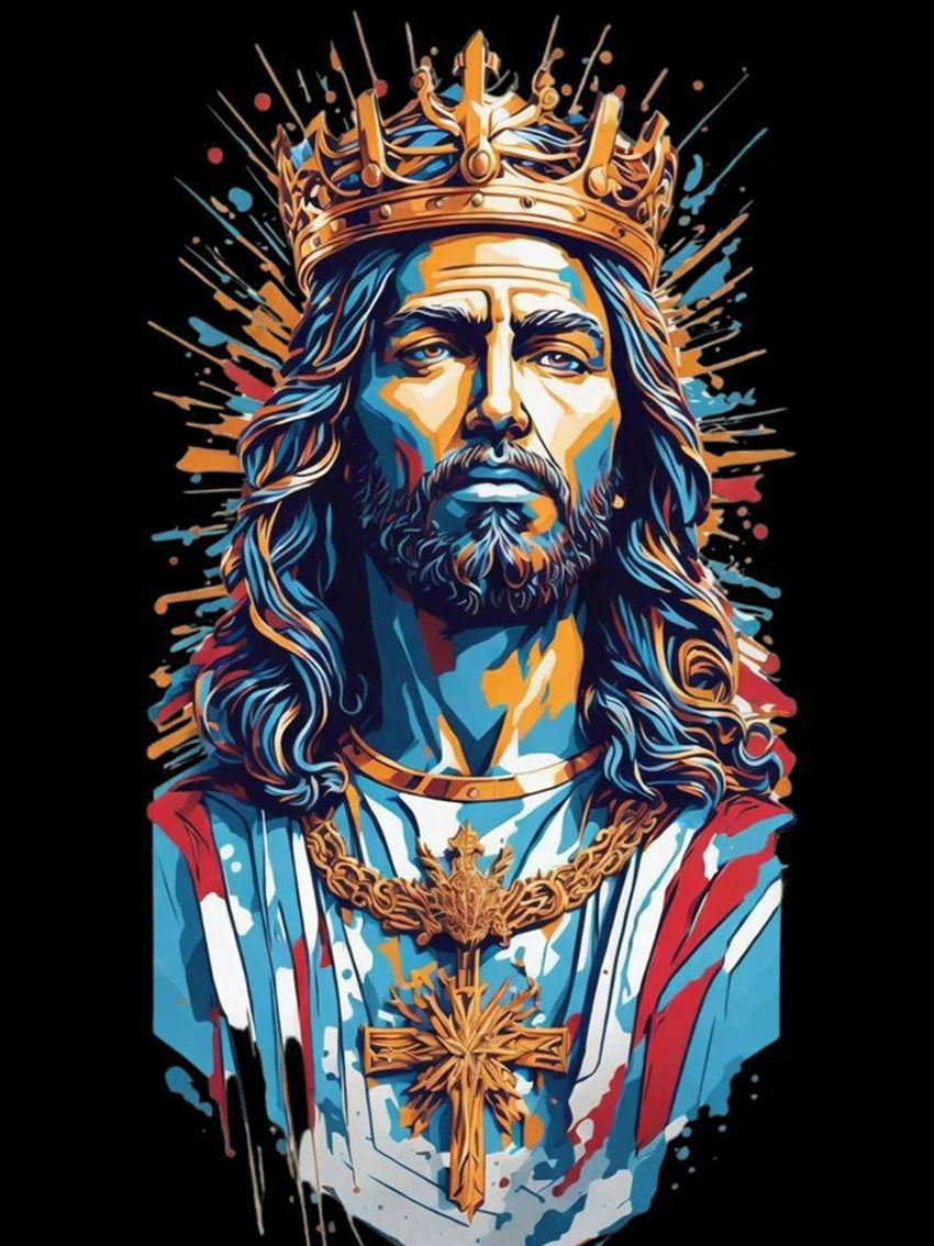 AB Diamond Painting op canvas – Religieus Thema – Jezus – Volledige bedekking – Keuze uit ronde of vierkante AB/Fairydust steentjes