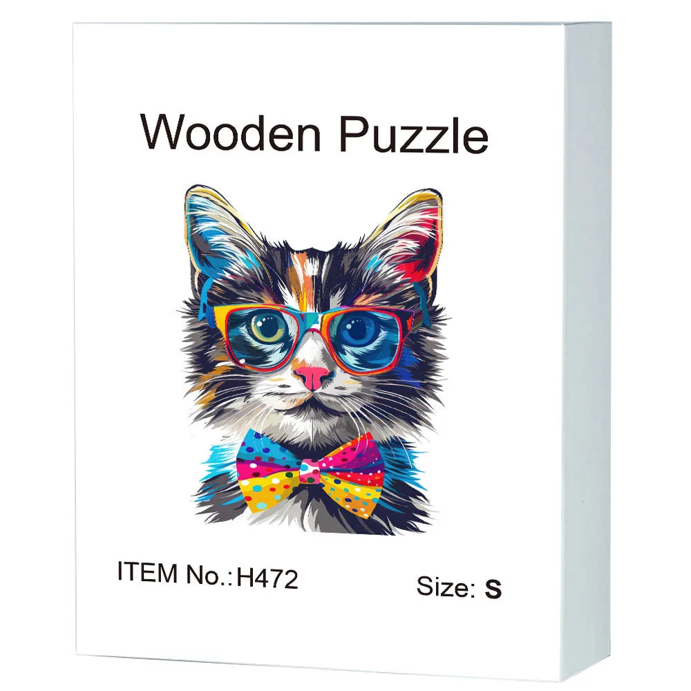 Houten figuren puzzel kat cadeau unieke vorm voor volwassenen en familie