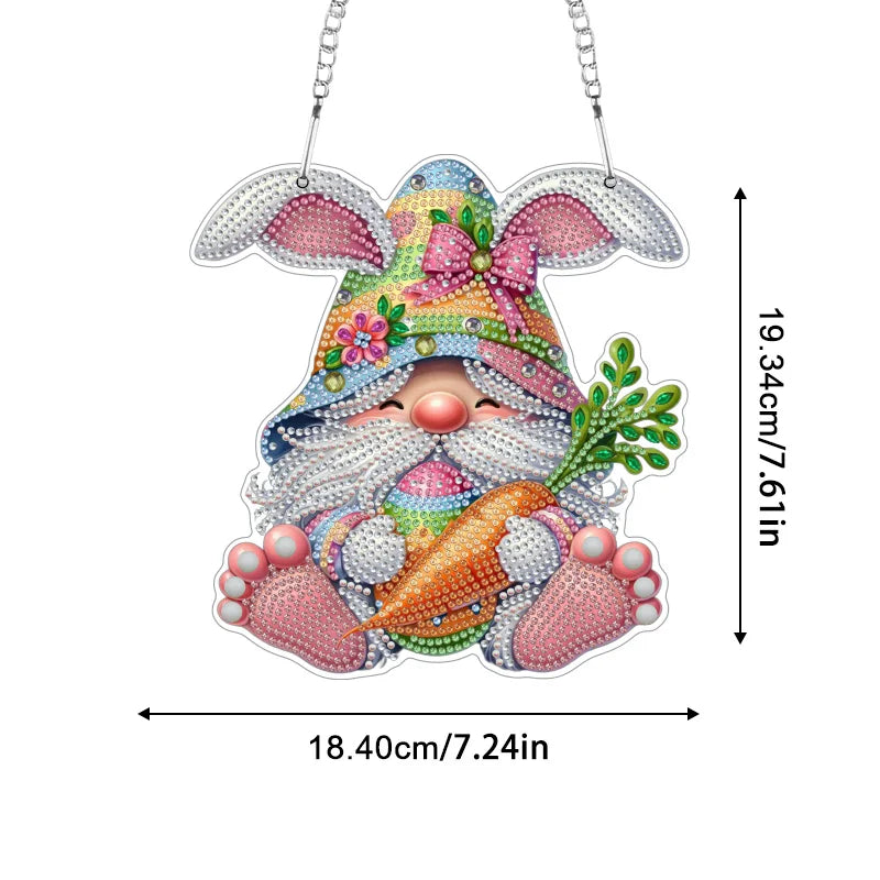 Diamond Painting Hangend Ornament Pasen - Konijn met Wortel