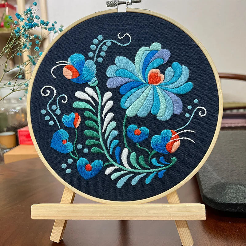 Borduurpakket Rond - Beginnerspakket met Bloemen & Dierenmotief
