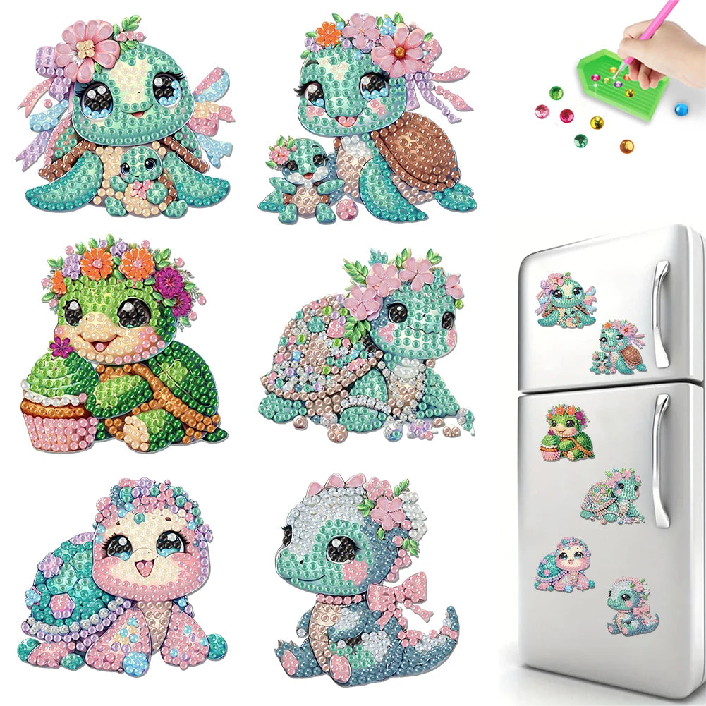 Diamond Painting Magneten – Set van 6 Koelkastmagneten met Steentjes (diverse ontwerpen)