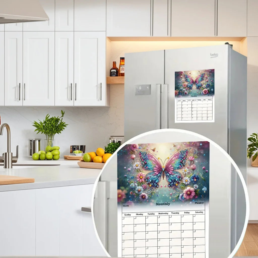 Diamond Painting Kalender Vlinder Magnetische Planner voor Koelkast