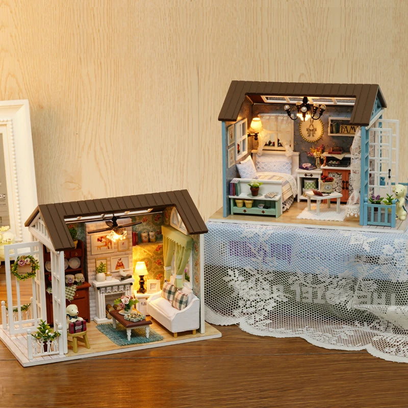 Zelfbouw Miniatuurhuisje - Knus Café met Verlichting
