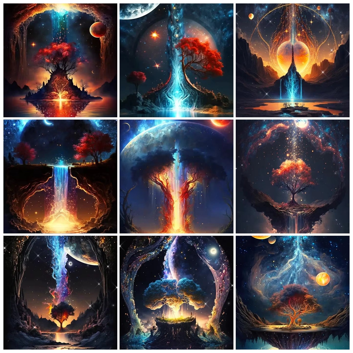 Schilderen op nummer Landschappen – Bomen in het donker (keuze uit 12 afbeeldingen)