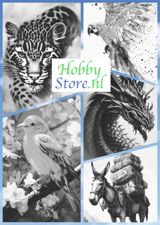 DOT Painting - Dierencollectie | Luipaard, Vogel, Hond, Ezel, Kat, Adelaar, Papegaai & Meer
