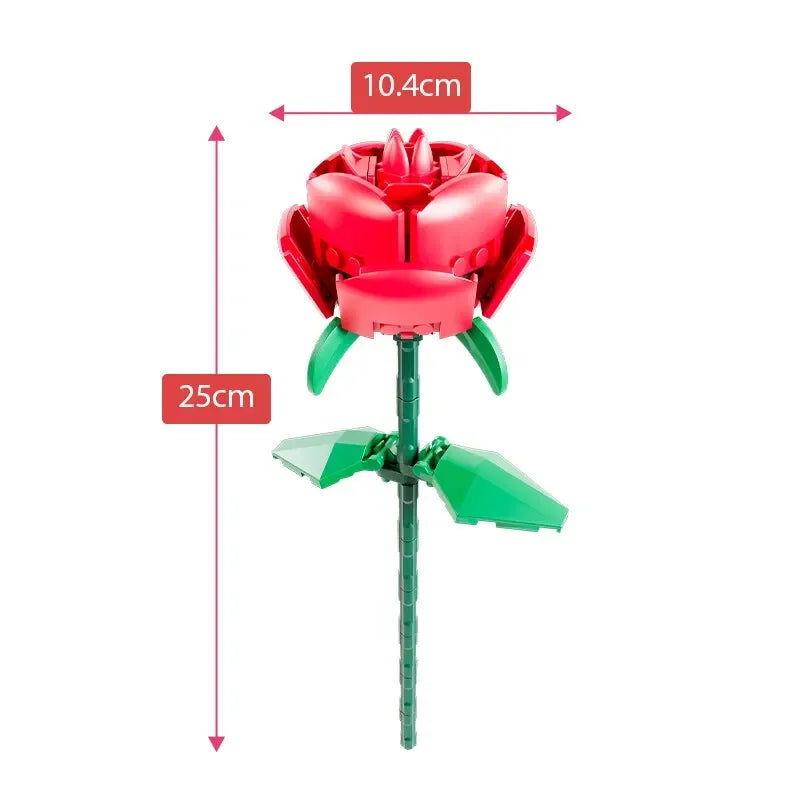 Bouwpakket Bloemenboeket met Rozen – Creatieve Bloemen Bouwstenen Set