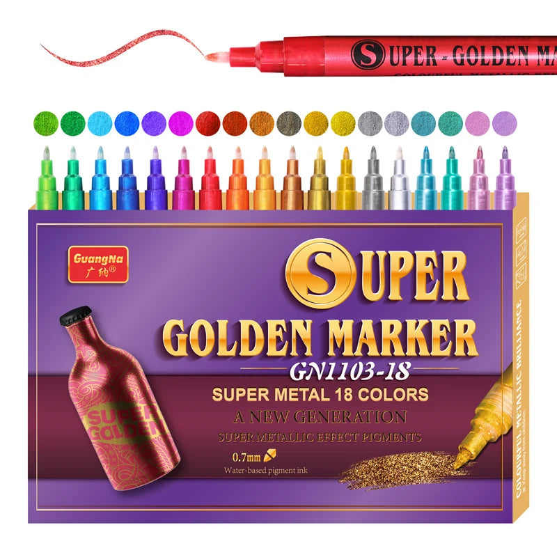 Stiften set metallic acryl voor steen, glas, hout en meer – 0.7mm punt