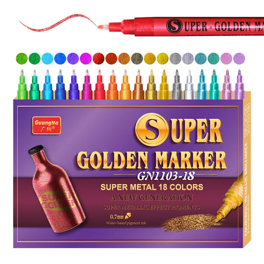 Stiften set metallic acryl voor steen, glas, hout en meer – 0.7mm punt