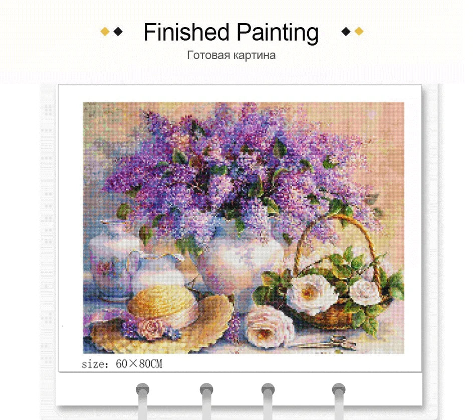 Diamond Painting Dieren - Kat met bloemen landschap wanddecoratie - DZDP32713