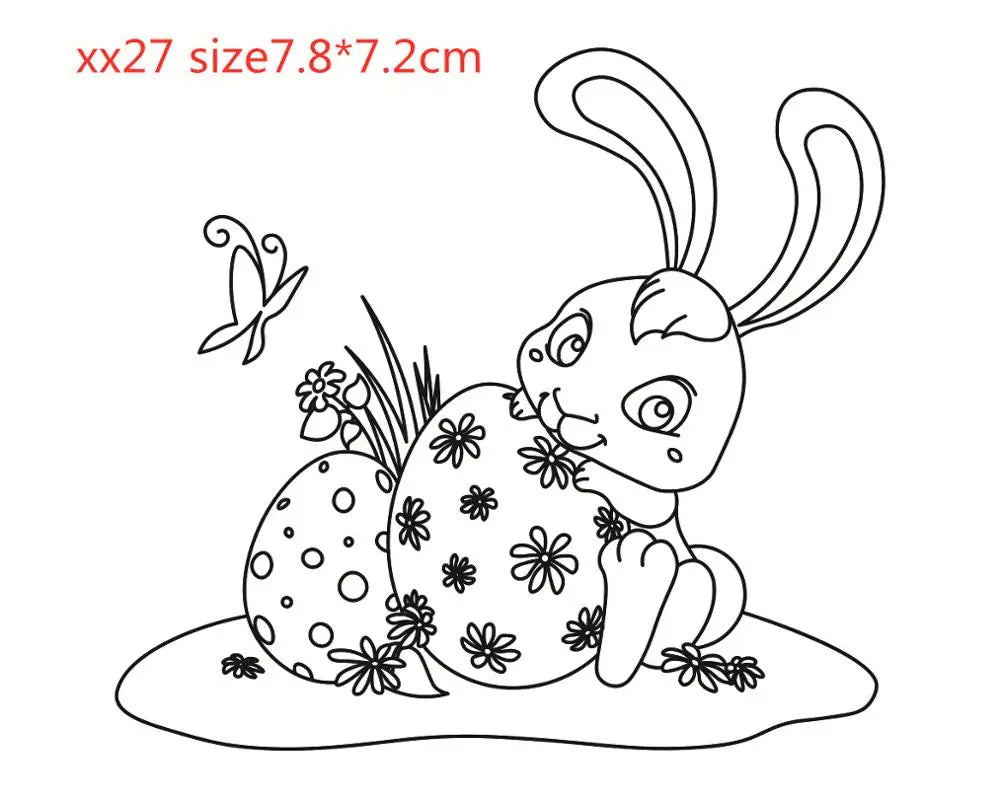 Stempel met snijmal als optie - Konijn & Paasei (10x8cm)