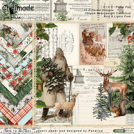 12 Vellen Vintage Scrapbook Papier – 15x15cm - 008