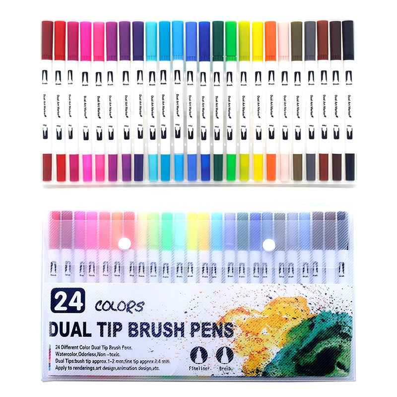 Stiften set Brush Art Markers met Dual Tip – Kleurenrijk voor Creatieve Kunstwerken
