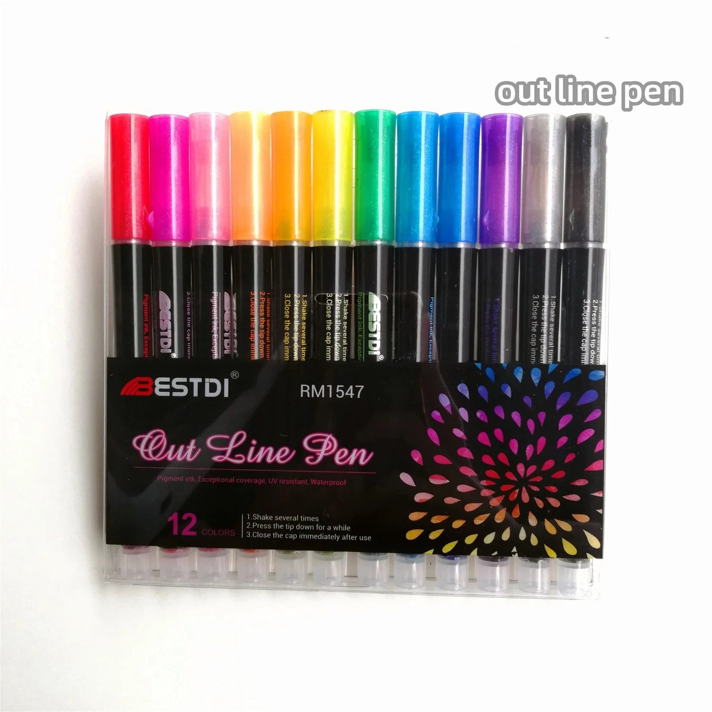 Stiften set dubbele metallic markers met contour effect voor creatief werk