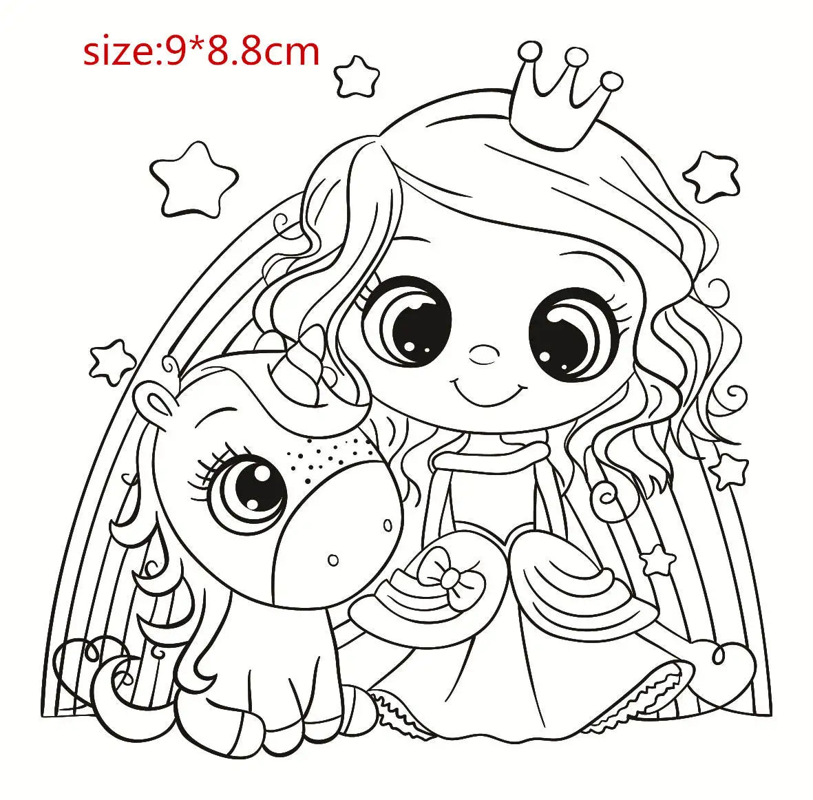 Stempels Cartoon Prinses en Eenhoorn – 7x9cm Silicone Set