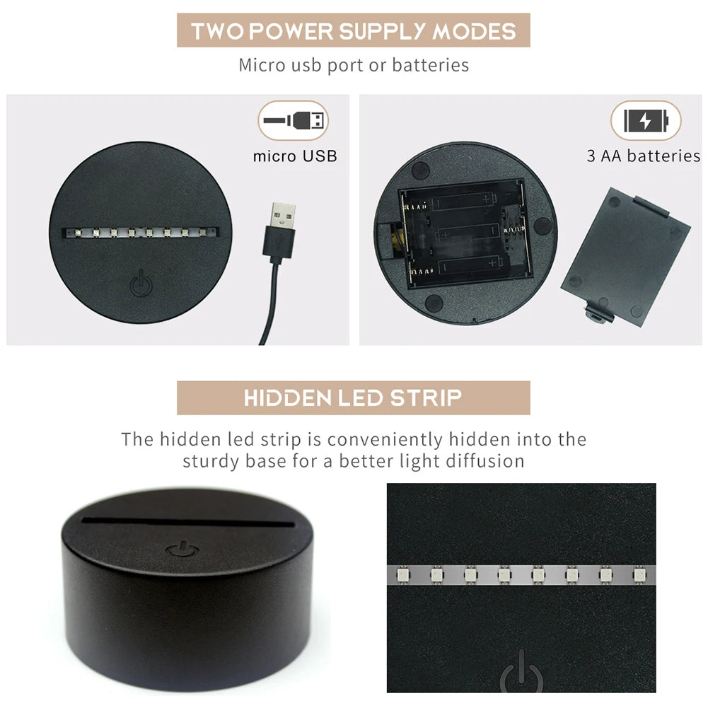 Diamond Painting Lamp met Zeven Kleuren Sfeerverlichting - Maan met beertje