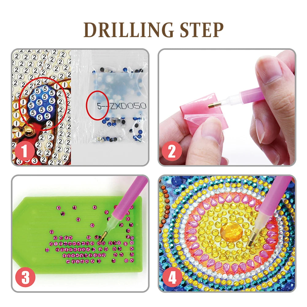 Diamond Painting Lamp met Zeven Kleuren Sfeerverlichting - Maan met beertje