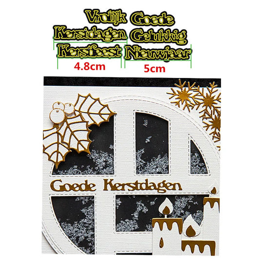 Snijmal Basis Nederlandse Teksten voor Kaarten en Scrapbooking - Vrolijk Goede Kerstdagen Gelukkig Kerstfeest Nieuwjaar
