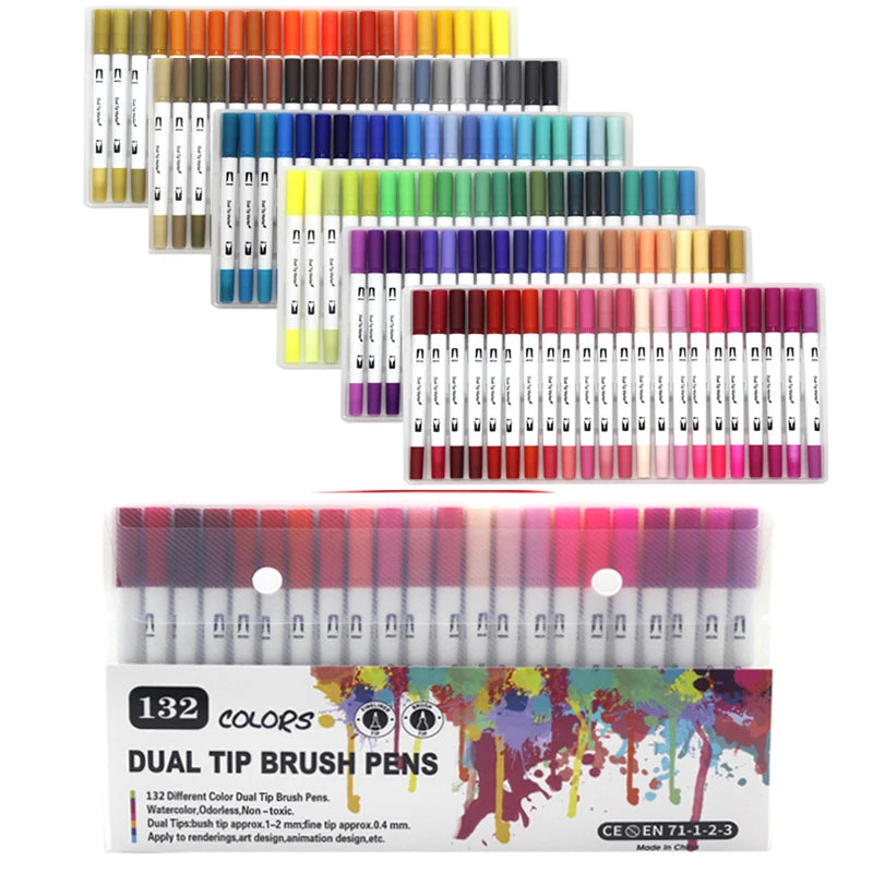 Stiften set Brush Art Markers met Dual Tip – Kleurenrijk voor Creatieve Kunstwerken