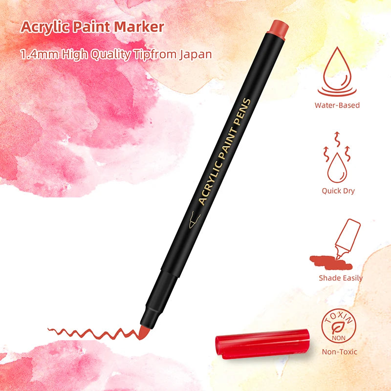 Stiften set acryl verfstiften voor keramiek, glas, hout, steen en textiel