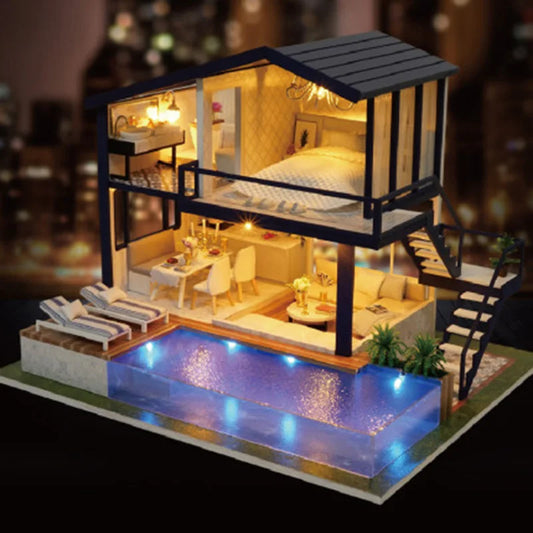 Zelfbouw Miniatuurhuisje – Compleet Houten Bouwpakket met Meubels