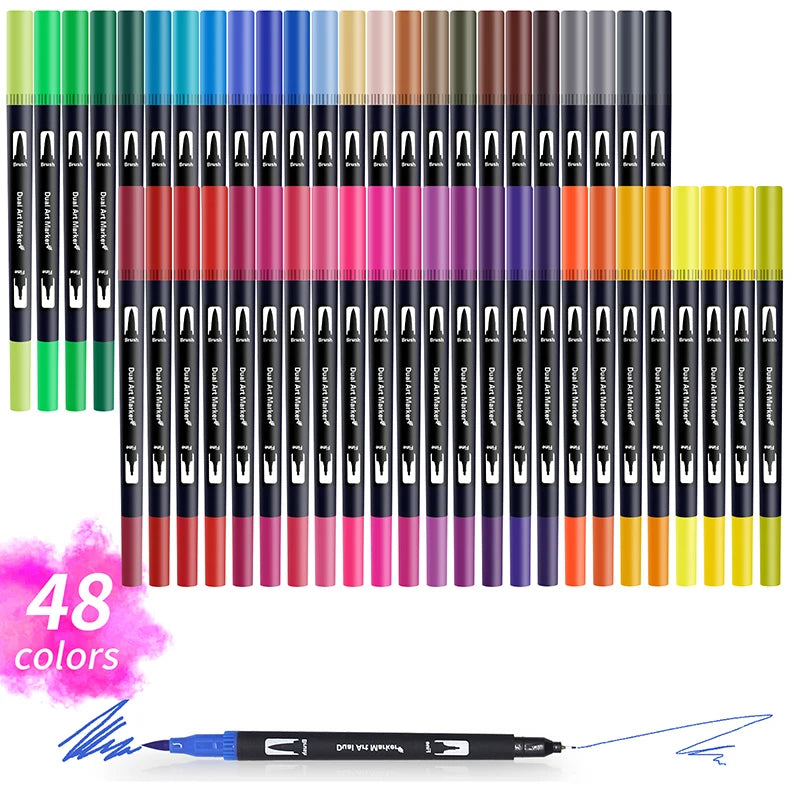 Stiften set Brush Art Markers met Dual Tip – Kleurenrijk voor Creatieve Kunstwerken