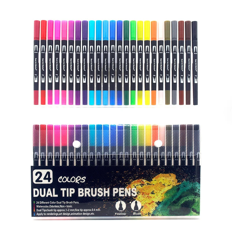 Stiften set Brush Art Markers met Dual Tip – Kleurenrijk voor Creatieve Kunstwerken