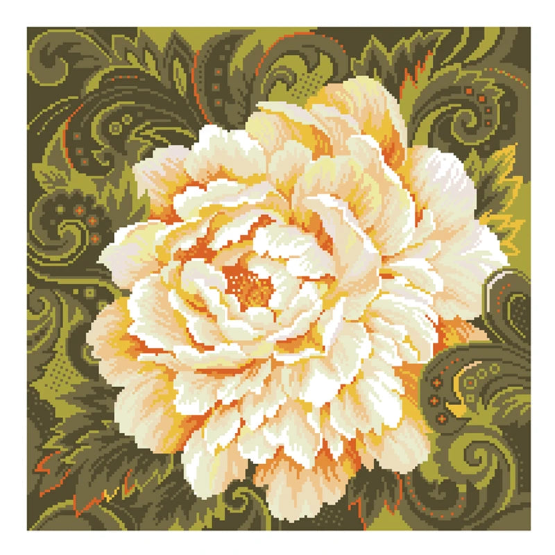 Borduur pakket Pioenrozen bloemen patroon op onbedrukt canvas