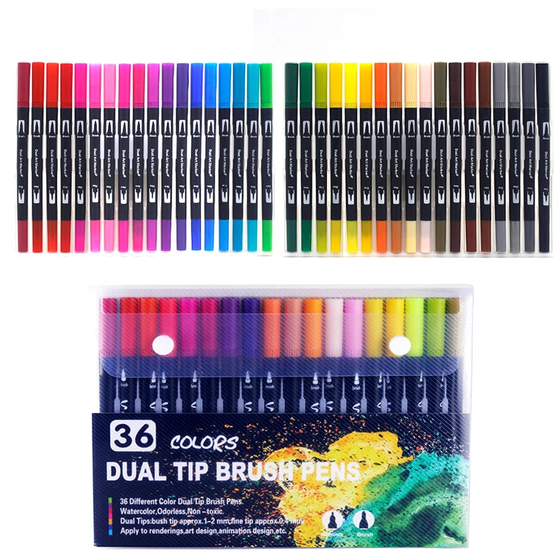 Stiften set Brush Art Markers met Dual Tip – Kleurenrijk voor Creatieve Kunstwerken