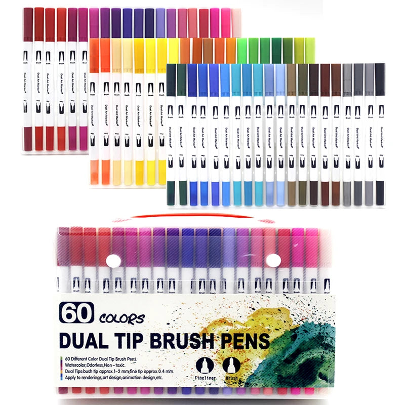 Stiften set Brush Art Markers met Dual Tip – Kleurenrijk voor Creatieve Kunstwerken