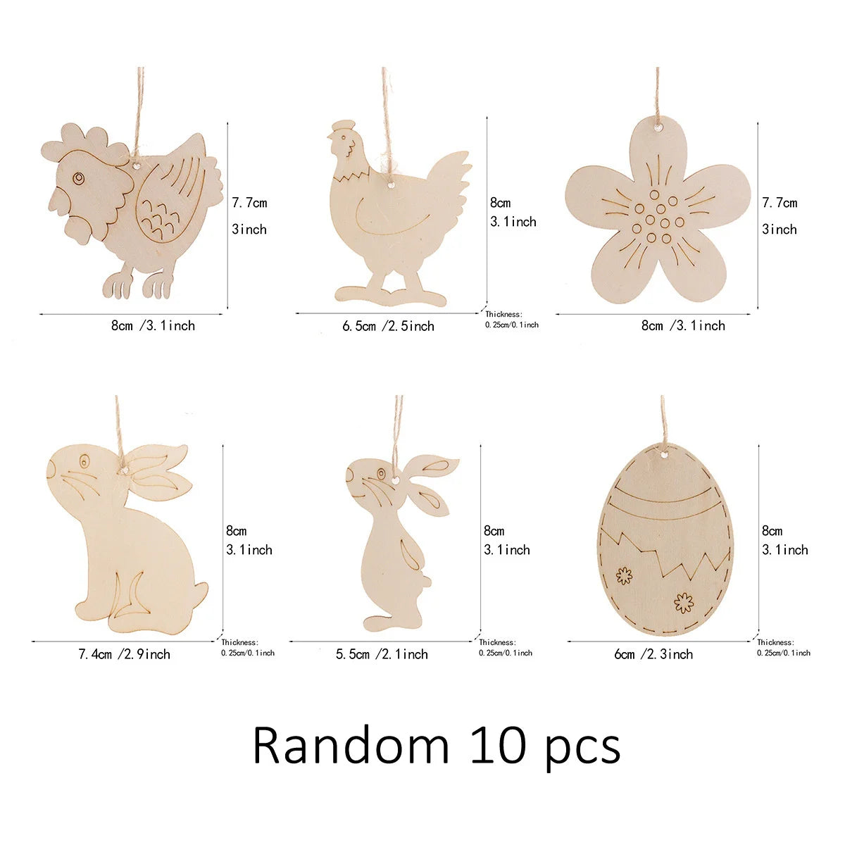 Houten Paas figuren om zelf te kleuren/schilderen – konijn en ei hangers