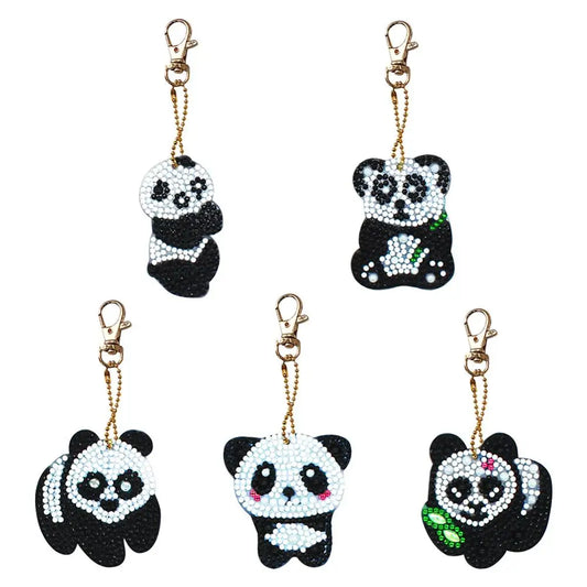 Diamond Painting Sleutelhanger set - Panda - Acryl Sleutelhangers