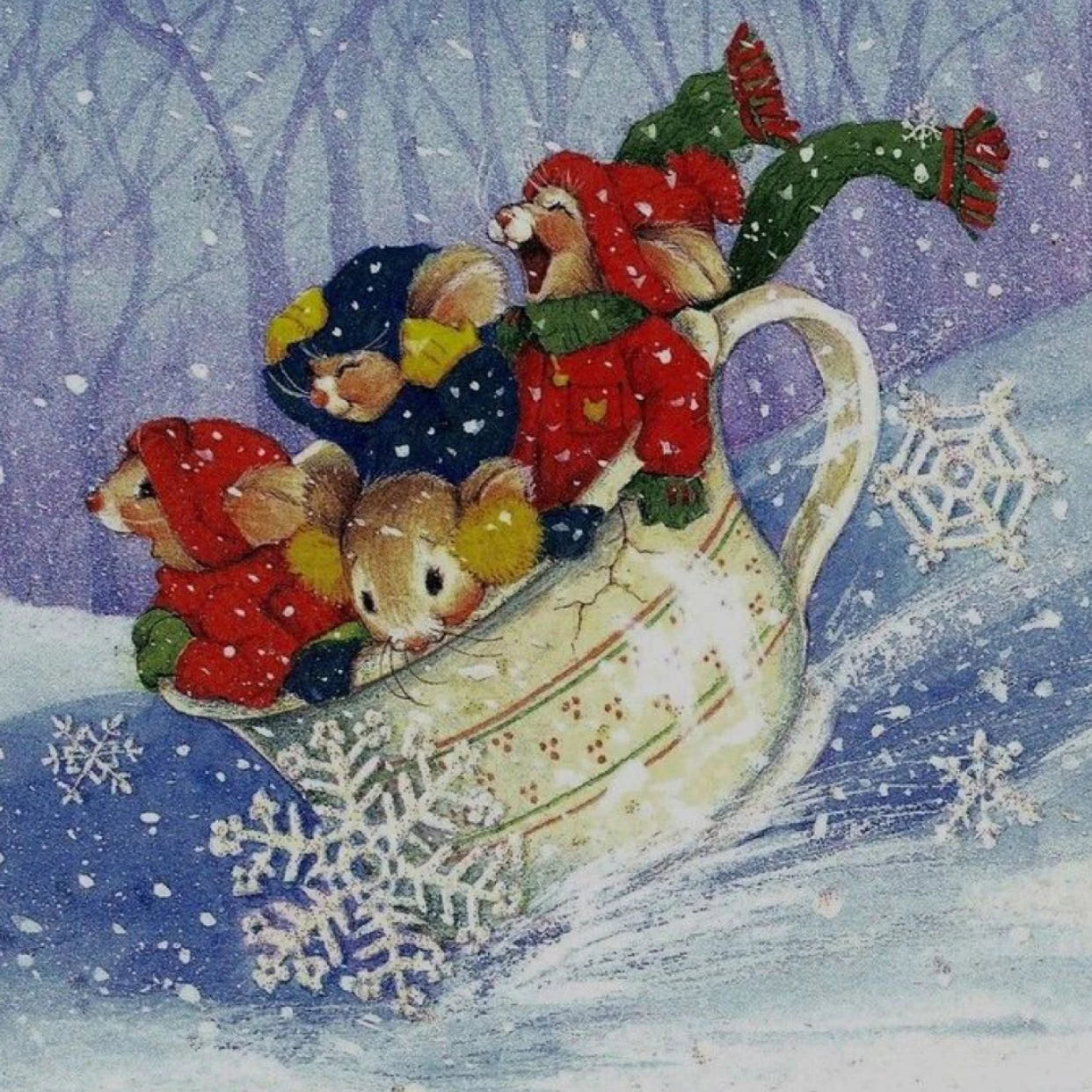 Stempel met snijmal als optie - Muis met kopje en kantmotief (10x8cm)