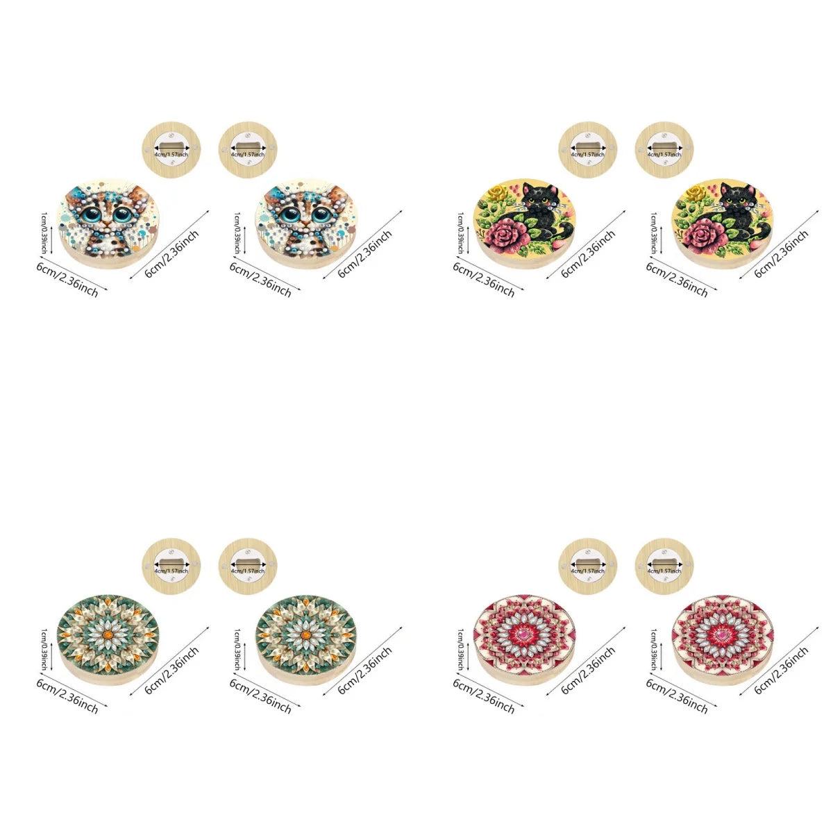 Diamond Painting Flesopener Houten Rond Decoratief Cadeau