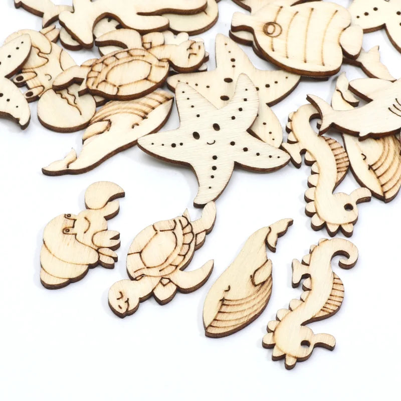 Houten figuur om zelf te kleuren/schilderen – Zee dieren set 20 stuks