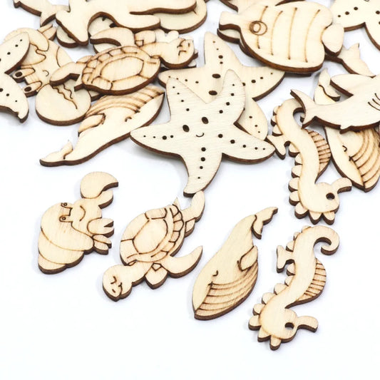 Houten figuur om zelf te kleuren/schilderen – Zee dieren set 20 stuks