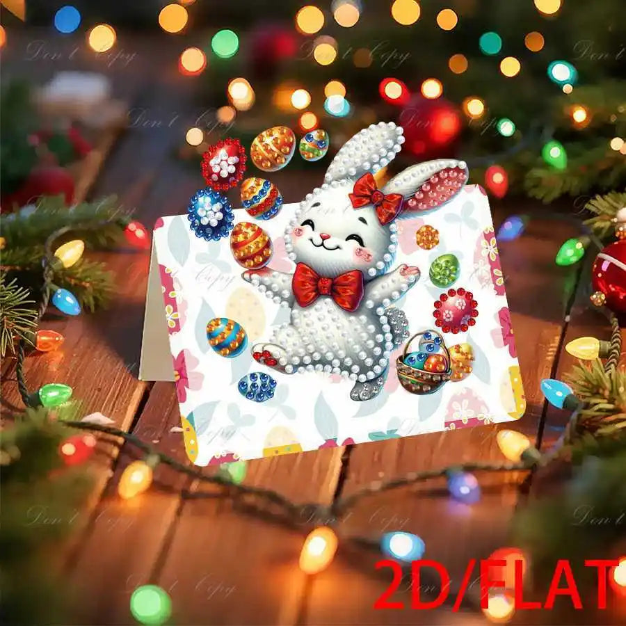 Diamond Painting Wenskaarten Pasen met Paashaas en Eieren