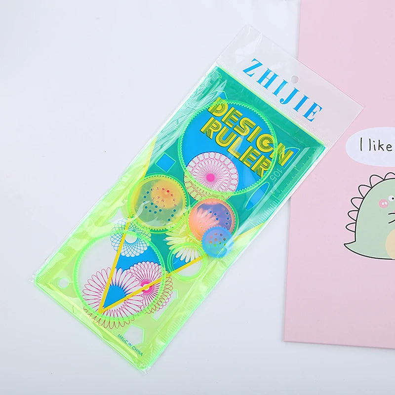 Krastekeningen set voor kinderen met creatieve kleuren en liniaal
