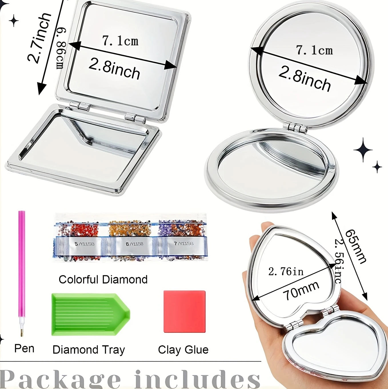 Diamond Painting Spiegel Katten Compacte Opvouwbare Make-up Spiegel