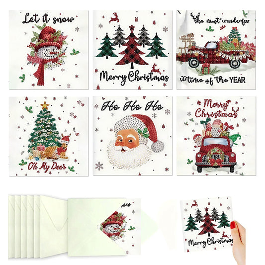 Diamond Painting Kerstkaarten set – 6 kerstkaarten met enveloppen - HK078
