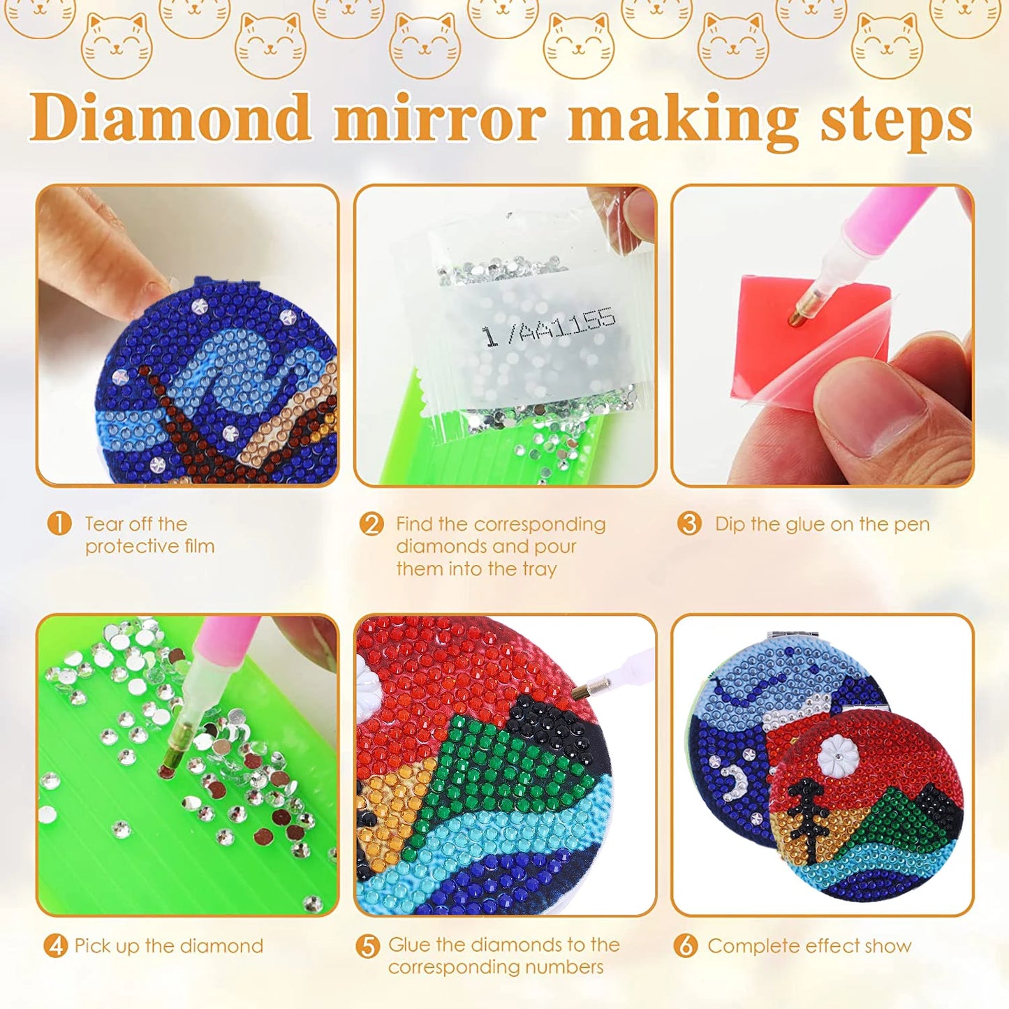 Diamond Painting Make-up Spiegel - Landschap