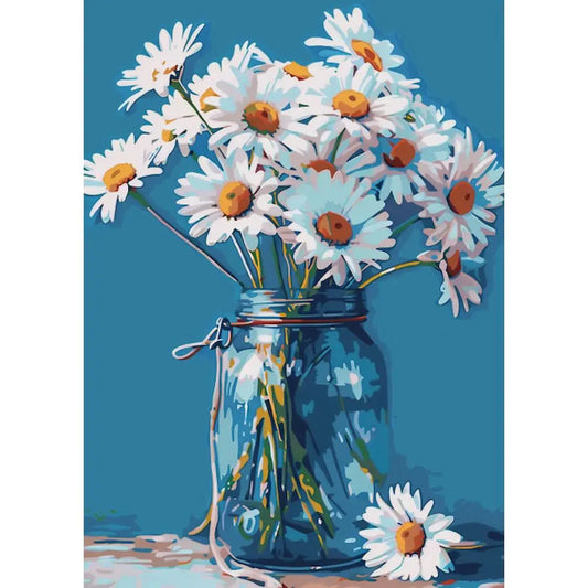 Schilderen op nummer Bloemen met glazen vazen op canvas met frame - 9958158